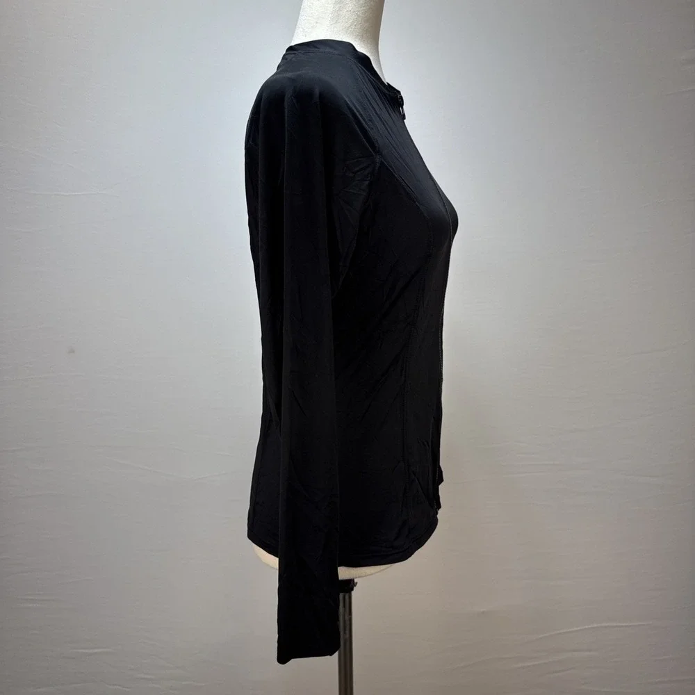 Niptuck Swim Long Sleeve Full‎ Zip Sun Safe Rashgurad Top Black Size 10 Jacket